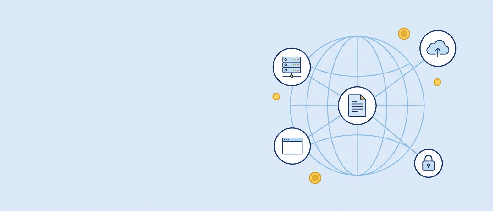 A globe of connected circles, drawn as an illustration